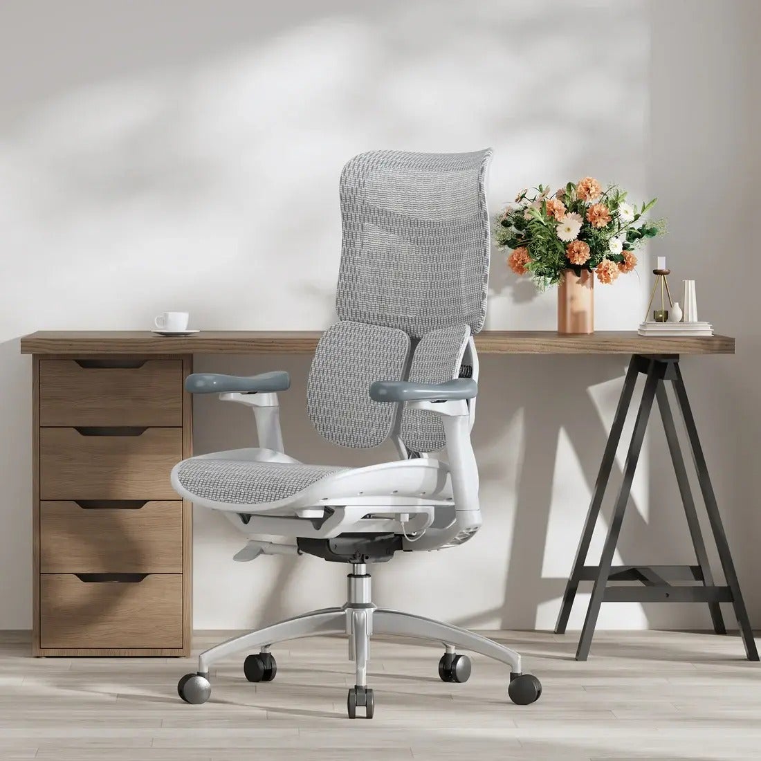 Chaise ergonomique avec repose-pieds
