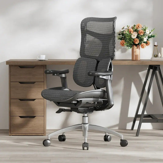 Chaise ergonomique avec repose-pieds