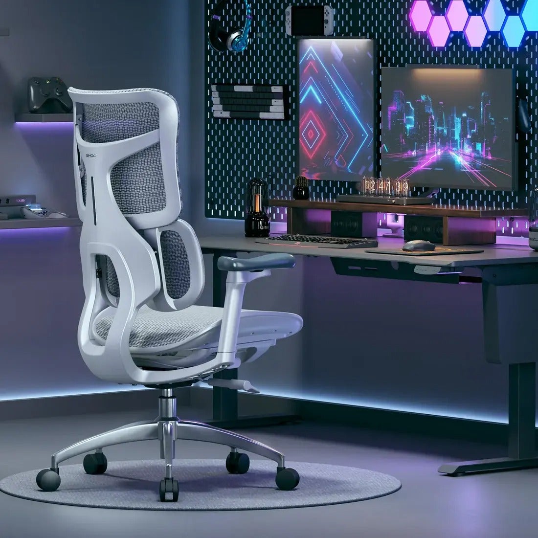 Chaise ergonomique avec repose-pieds